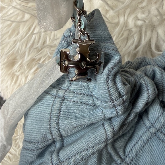 TORY BURCH MINI FLEMING SOFT DENIM HOBO BAG (NWOT) please read description. - Picture 12 of 16